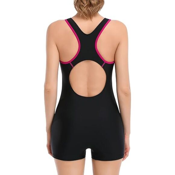 Boyleg One Piece Water Aerobic Competitive Bathing Suit, XL, 6K-143SWIM001 - Picture 2 of 2